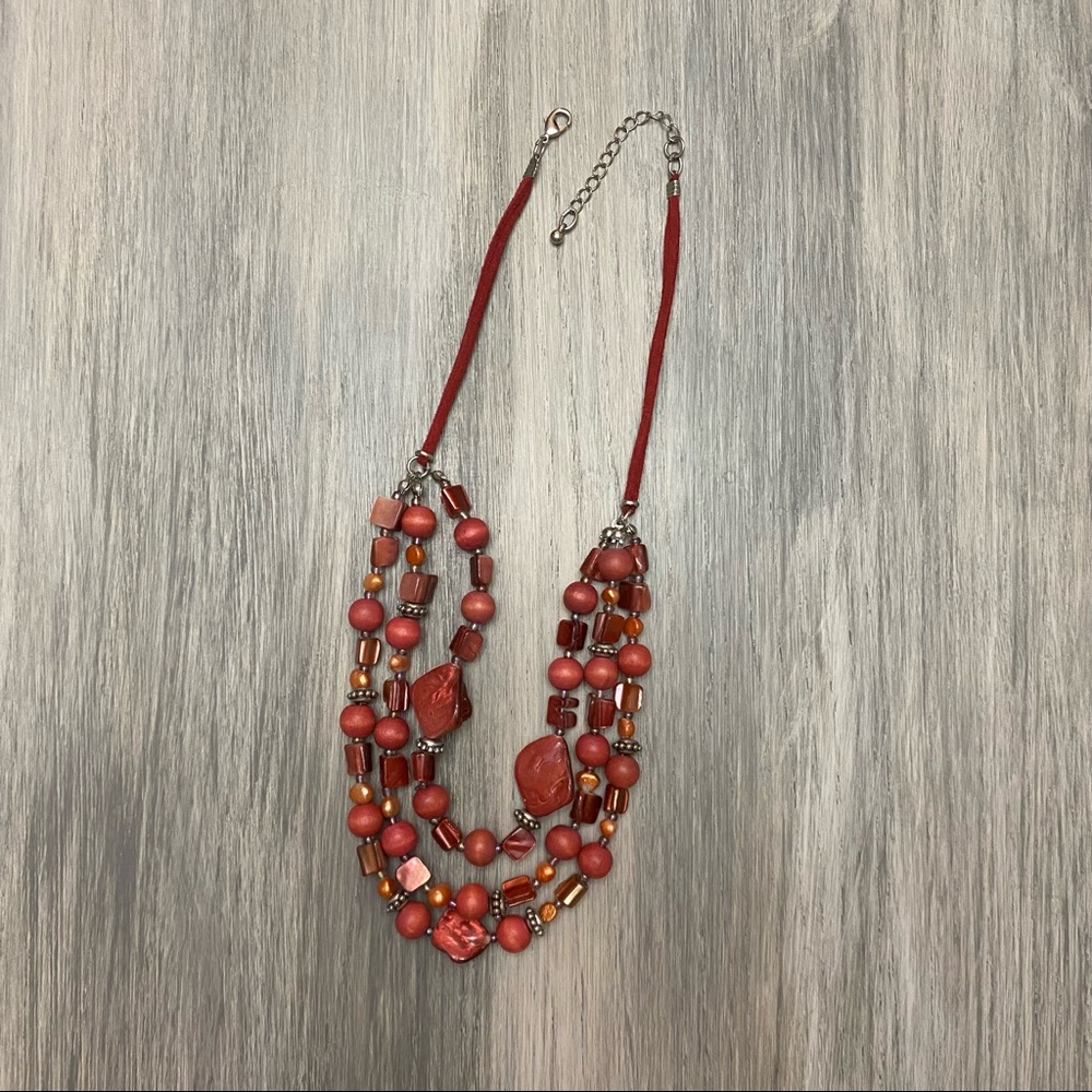 Red Jasper Layered Beaded Necklace - Picture 6 of 7